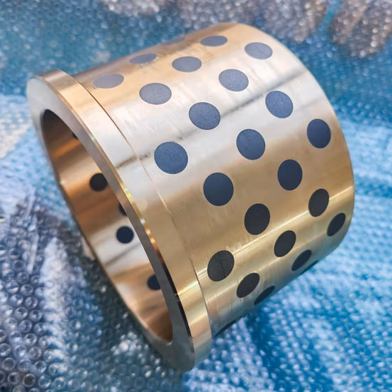 SAE841 Laiton fritté imprégné d'huile Acier inoxydable Acier au carbone Acier allié Bronze Graphite Roulement Manchon de bride Douille d'espacement